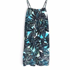 Blueginger Tropical Leaf Print Midi Dress